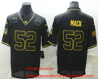 Men's Los Angeles Chargers #52 Khalil Mack Black Gold 2020 Salute To Service Stitched NFL Nike Limited Jersey