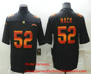 Men's Los Angeles Chargers #52 Khalil Mack Black Red Orange Stripe Vapor Limited Nike NFL Jersey