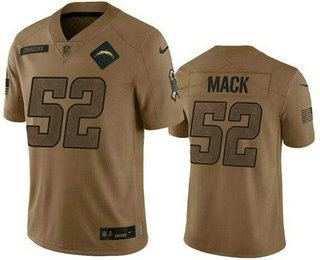 Men's Los Angeles Chargers #52 Khalil Mack Limited Brown 2023 Salute To Service Jersey