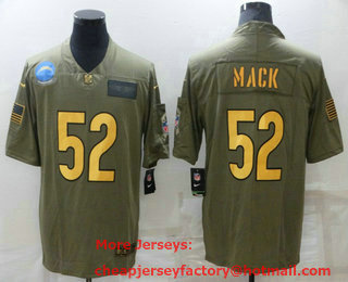 Men's Los Angeles Chargers #52 Khalil Mack Olive Gold 2019 Salute To Service Stitched NFL Nike Limited Jersey