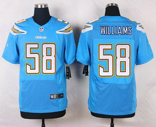 Men's Los Angeles Chargers #58 Tourek Williams Light Blue Alternate NFL Nike Elite Jersey