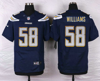 Men's Los Angeles Chargers #58 Tourek Williams Navy Blue Team Color NFL Nike Elite Jersey