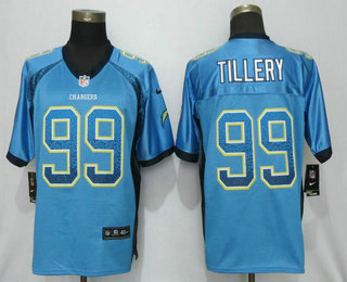 Men's Los Angeles Chargers #99 Jerry Tillery Light Blue Drift Fashion NFL Nike Elite Jersey