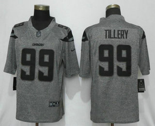 Men's Los Angeles Chargers #99 Jerry Tillery Nike Gray Gridiron 2019 NFL Gray Limited Jersey