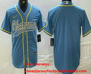 Men's Los Angeles Chargers Blank Limited Powder Blue Baseball Jersey