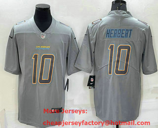 Men's Los Angeles Chargers Justin Herbert Grey Atmosphere Fashion 2022 Vapor Untouchable Stitched Nike Limited Jersey