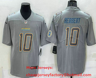 Men's Los Angeles Chargers Justin Herbert LOGO Grey Atmosphere Fashion Vapor Untouchable Stitched Limited Jersey