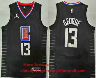Men's Los Angeles Clippers #13 Paul George Black 2019 Brand Jordan Swingman Stitched NBA Jersey