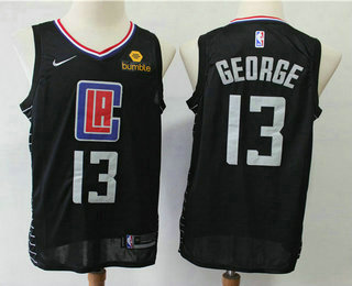Men's Los Angeles Clippers #13 Paul George Black 2019 Nike Swingman Stitched NBA Jersey With The Sponsor Logo