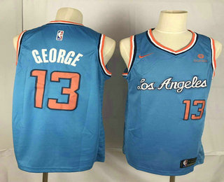 Men's Los Angeles Clippers #13 Paul George Blue Nike 2019 Swingman Throwback Jersey With The Sponsor Logo