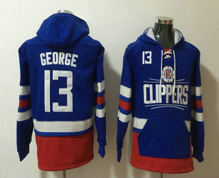 Men's Los Angeles Clippers #13 Paul George NEW Blue Pocket Stitched NBA Pullover Hoodie