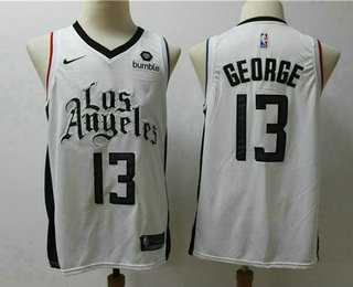 Men's Los Angeles Clippers #13 Paul George NEW White Nike 2020 Swingman City Edition Jersey