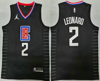 Men's Los Angeles Clippers #2 Kawhi Leonard Black 2019 Brand Jordan Swingman Stitched NBA Jersey