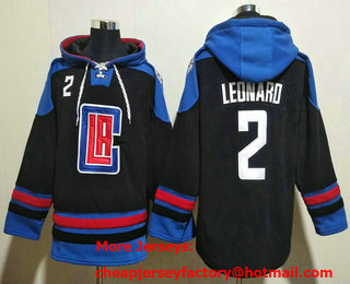 Men's Los Angeles Clippers #2 Kawhi Leonard Black Ageless Must Have Lace Up Pullover Hoodie