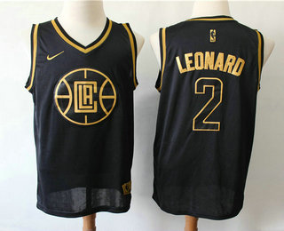 Men's Los Angeles Clippers #2 Kawhi Leonard Black Golden Edition Nike Swingman Jersey