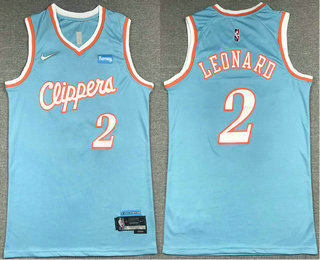 Men's Los Angeles Clippers #2 Kawhi Leonard Blue Nike Diamond 2022 City Edition Swingman Stitched Jersey With Sponsor