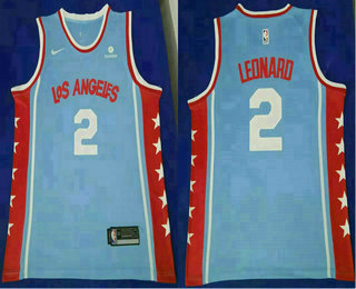 Men's Los Angeles Clippers #2 Kawhi Leonard Blue With Red Nike 2019 Swingman Throwback Jersey With The Sponsor Logo