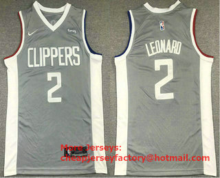 Men's Los Angeles Clippers #2 Kawhi Leonard Grey Nike Swingman 2021 Earned Edition Stitched Jersey