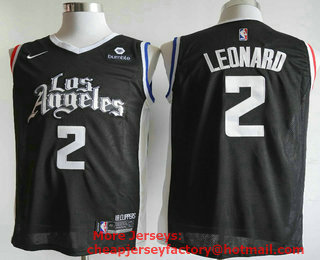 Men's Los Angeles Clippers #2 Kawhi Leonard NEW Black Nike 2021 Swingman City Edition Jersey