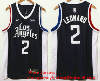 Men's Los Angeles Clippers #2 Kawhi Leonard NEW Black Nike 2021 Swingman City Edition Jersey With NEW The Sponsor Logo