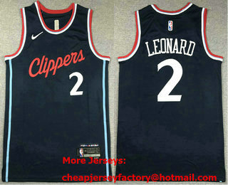 Men's Los Angeles Clippers #2 Kawhi Leonard Navy 2023 Icon Swingman Jersey