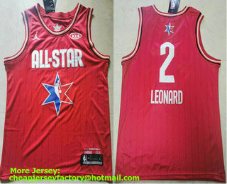 Men's Los Angeles Clippers #2 Kawhi Leonard Red Jordan Brand 2020 All-Star Game Swingman Stitched NBA Jersey