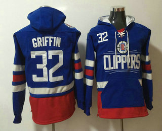 Men's Los Angeles Clippers #32 Blake Griffin NEW Blue Pocket Stitched NBA Pullover Hoodie