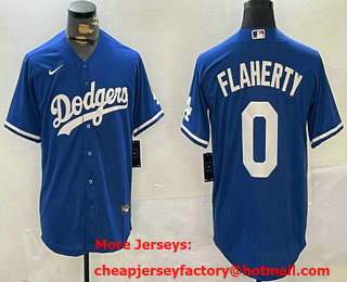 Men's Los Angeles Dodgers #0 Jack Flaherty Blue Cool Base Stitched Jersey