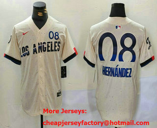 Men's Los Angeles Dodgers #08 Enrique Hernandez Cream 2024 City Connect Limited Stitched Jersey