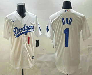 Men's Los Angeles Dodgers #1 Dad Number Black Cool Base Stitched Jersey