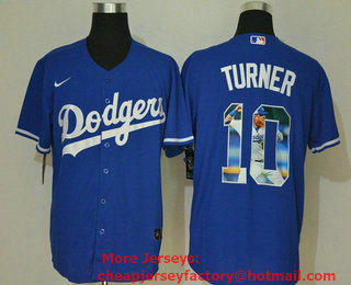 Men's Los Angeles Dodgers #10 Justin Turner Blue Unforgettable Moment Stitched Fashion MLB Cool Base Nike Jersey
