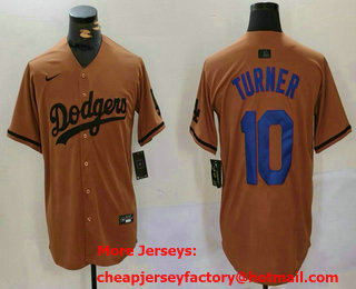 Men's Los Angeles Dodgers #10 Justin Turner Olive Cool Base Limited Stitched Jersey