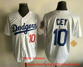 Men's Los Angeles Dodgers #10 Ron Cey White Throwback Jersey