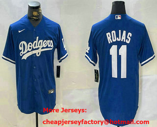Men's Los Angeles Dodgers #11 Miguel Rojas Blue Cool Base Stitched Jersey