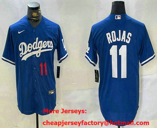 Men's Los Angeles Dodgers #11 Miguel Rojas Number Blue Cool Base Stitched Jersey