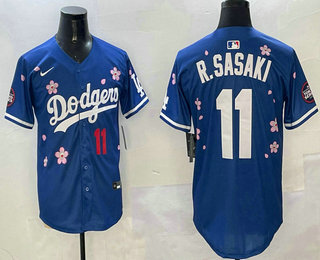 Men's Los Angeles Dodgers #11 Roki Sasaki Blue 2025 Tokyo Series Limited Jersey