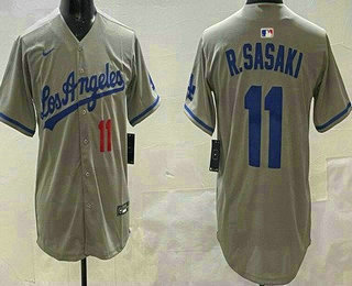 Men's Los Angeles Dodgers #11 Roki Sasaki Gray Alternate Limited Jersey