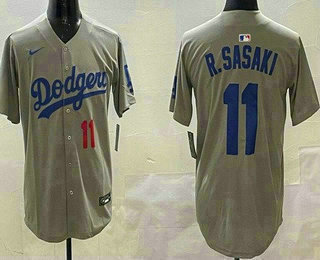 Men's Los Angeles Dodgers #11 Roki Sasaki Gray Limited Jersey