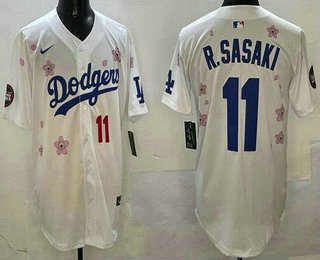 Men's Los Angeles Dodgers #11 Roki Sasaki White 2025 Tokyo Series Limited Jersey
