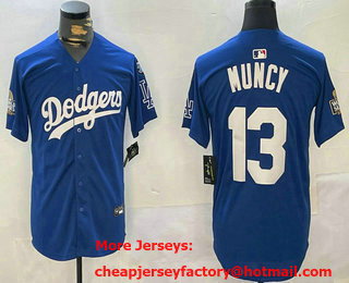 Men's Los Angeles Dodgers #13 Max Muncy Blue 2024 World Series With Fernando 34 Fashion Limited Stitched Jersey