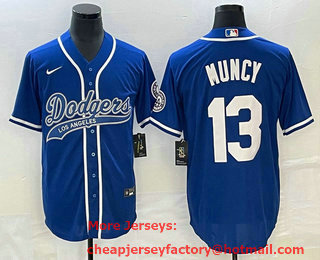 Men's Los Angeles Dodgers #13 Max Muncy Blue Cool Base Stitched Baseball Jersey