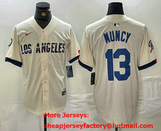 Men's Los Angeles Dodgers #13 Max Muncy Cream 2024 City Connect Limited Stitched Jersey