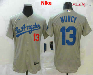 Men's Los Angeles Dodgers #13 Max Muncy Gray Road Stitched MLB Flex Base Nike Jersey