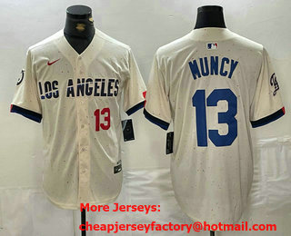 Men's Los Angeles Dodgers #13 Max Muncy Number Cream 2024 City Connect Limited Stitched Jersey