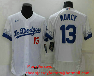Men's Los Angeles Dodgers #13 Max Muncy White 2021 City Connect Flex Base Stitched Jersey
