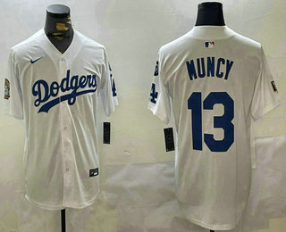 Men's Los Angeles Dodgers #13 Max Muncy White 2024 World Series With Fernando 34 Fashion Limited Stitched Jersey