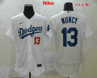 Men's Los Angeles Dodgers #13 Max Muncy White Stitched MLB Flex Base Nike Jersey