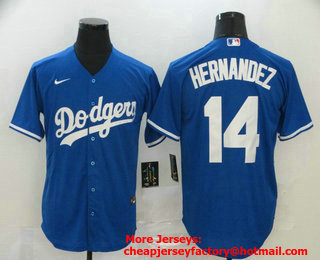 Men's Los Angeles Dodgers #14 Enrique Hernandez Blue Stitched MLB Cool Base Nike Jersey