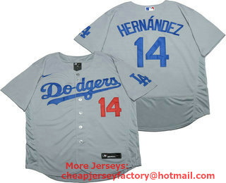 Men's Los Angeles Dodgers #14 Enrique Hernandez Grey Stitched MLB Flex Base Nike Jersey