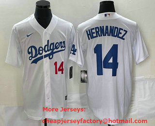 Men's Los Angeles Dodgers #14 Enrique Hernandez Number White Stitched Cool Base Nike Jersey
